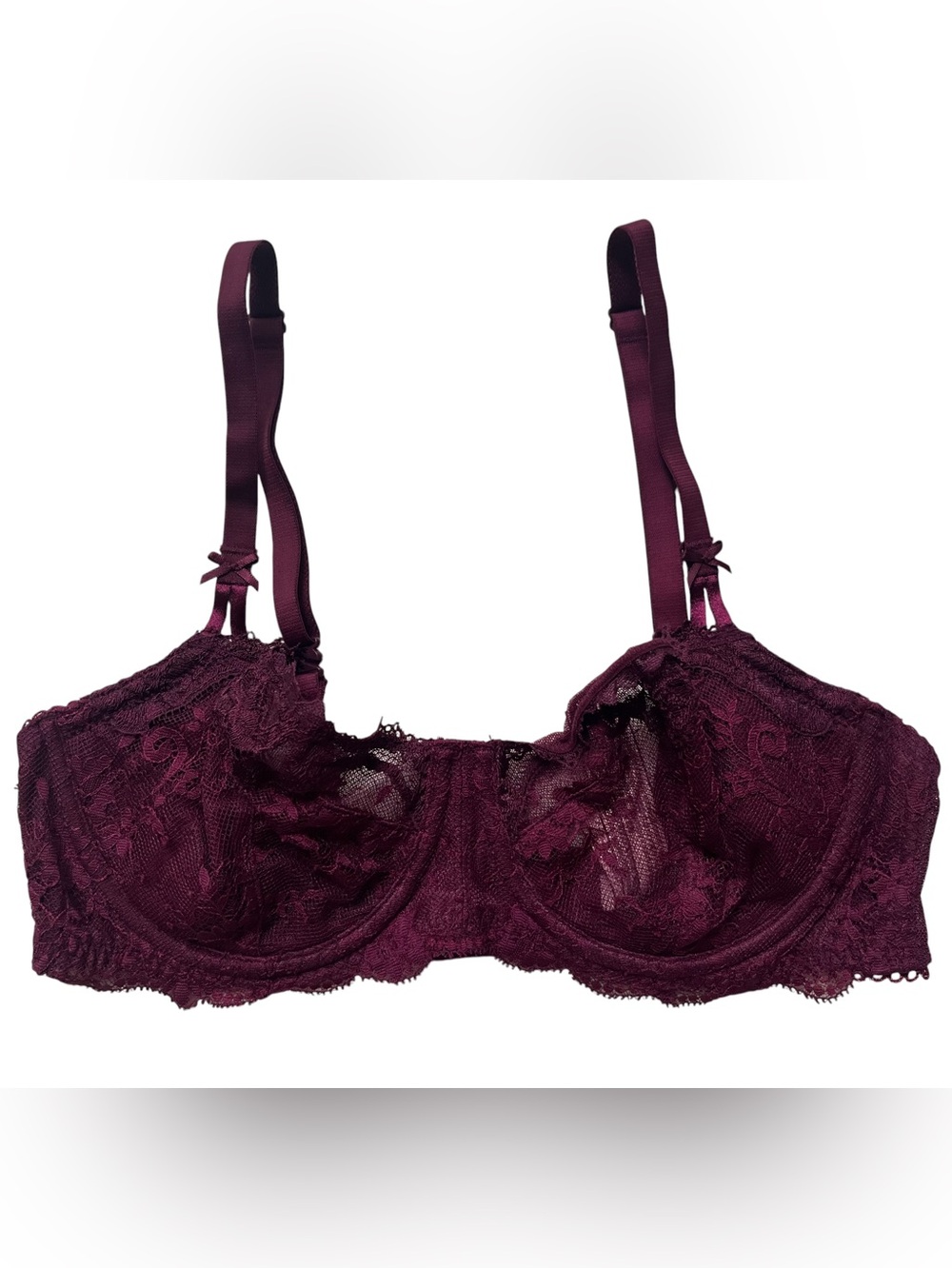 Victoria’s Secret Dream Angels Push-up Without Padding Bra 34D Burgundy Lace
